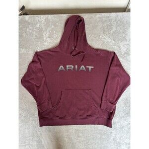 Ariat Hoodie Womens Xl Maroon Logo Pullover Western Rodeo Ranch Cowgirl Work